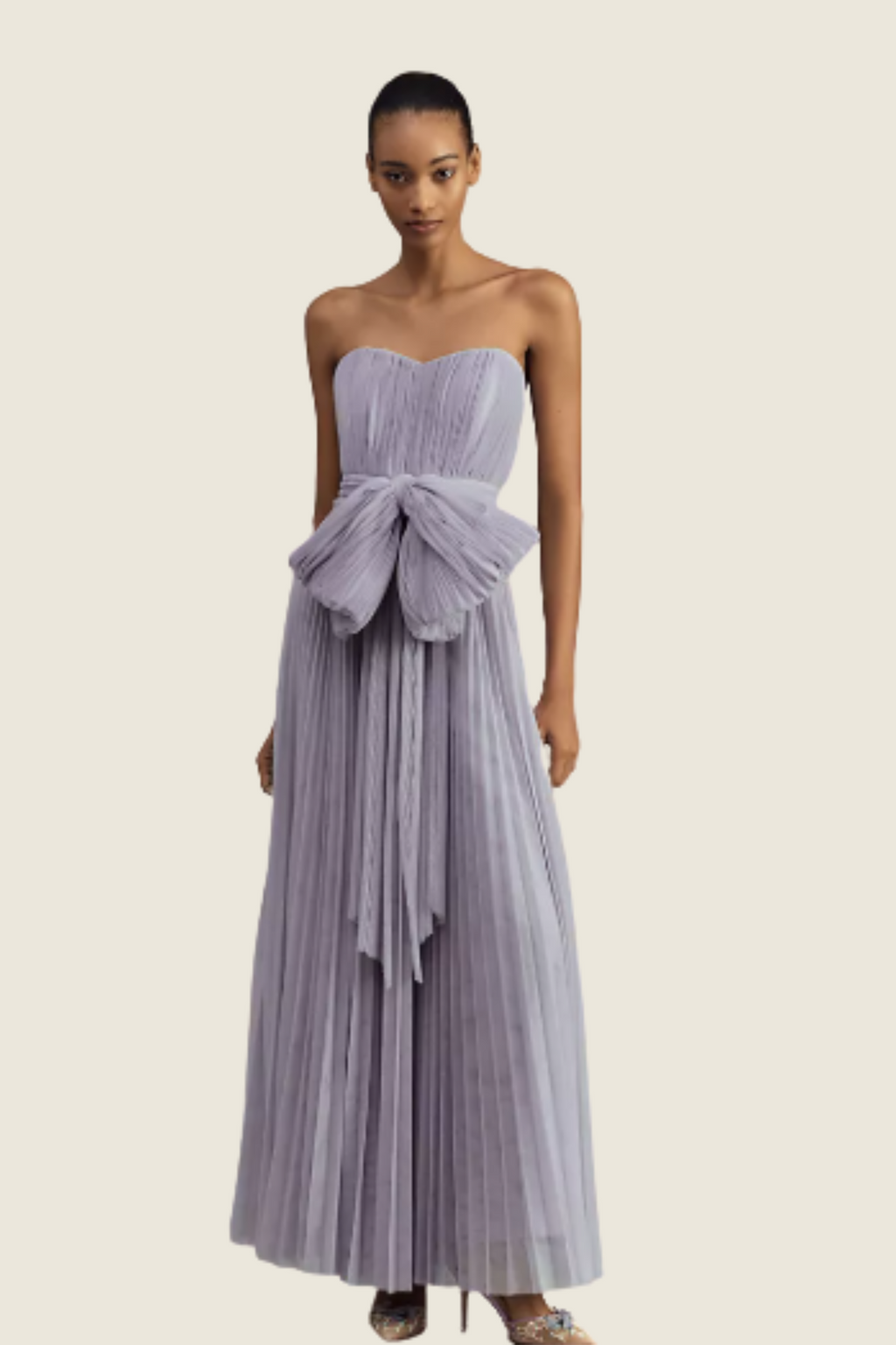 AND MARY Chuchu pleats ribbon dress グレー ANDMARY】Chuchu pleats ribbon dress