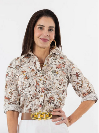 Button Down Print Blouse