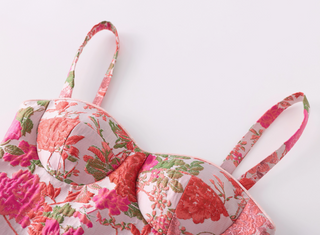 Floral Jacquard Strapless Dress