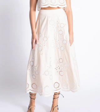 Carlotta Embroidered Skirt Oatmeal