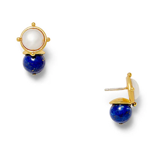 Lapis and White Lady Earring