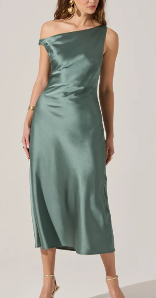 Elain Satin Off Shoulder Midi Dress