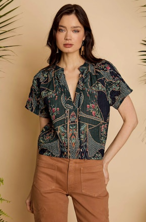 Zola Top in Patchwork Flower