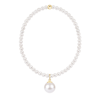 Classic Pearl 3mm Bracelet - Pearl 10mm charm