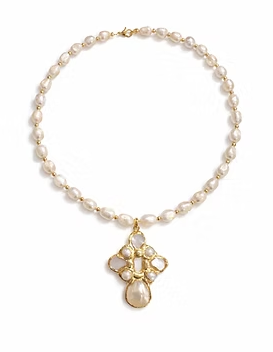 Pearl Necklace with Pearl Cross