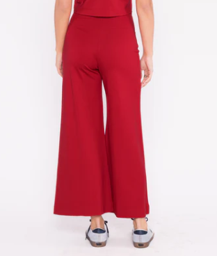 Ponte Knit Wide Leg Pant Cropped