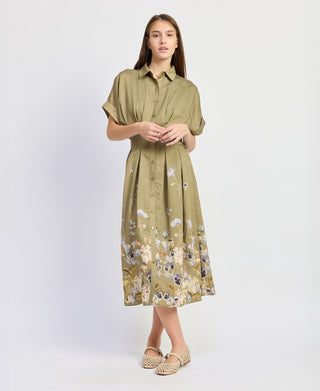 Floral Button-Front Midi Dress