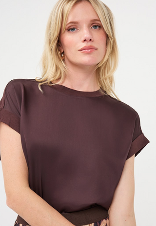 Satin Roll Sleeve T-Shirt