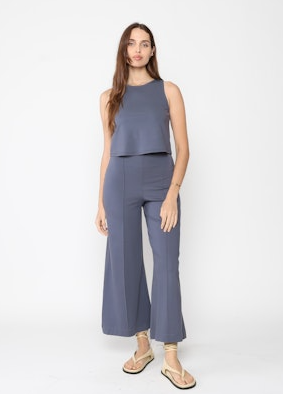 Crop Ponte Knit Wide Leg
