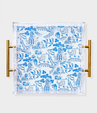 Large Acrylic Tray Gold Handles