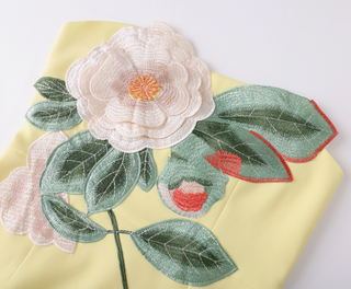 Strapless Embroidered Floral Dress