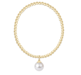 Classic Gold 3mm Bead Bracelet - Pearl 10mm charm