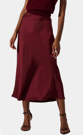 Windey Satin Midi Skirt