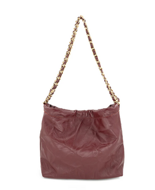 Crinkle Leather Bag Chain Strap