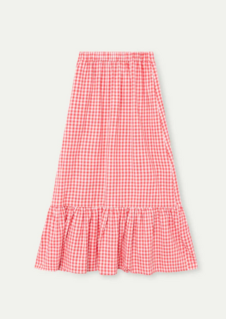 Gingham Cotton Midi Skirt
