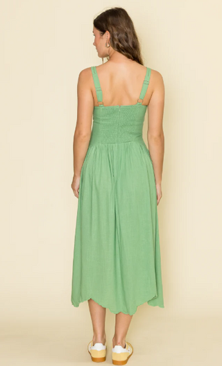 V-Neck Eyelet Midi Sundress