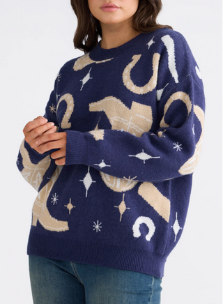 Lucky Boots Crewneck Sweater