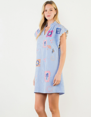 Embroidered Gingham Dress