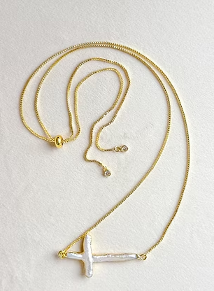 Freshwater Pearl Cross with Slip Toggle