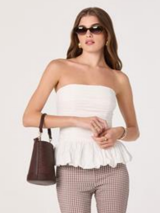 Strapless Ruffle Hem Top