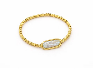 Beam Stretch Bracelet with Rectangle Pearl