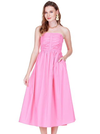 Strapless Cotton Midi Dress