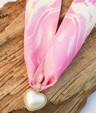 Puff Heart Pearl Scarf Necklace