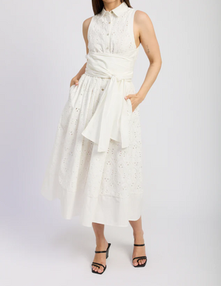 Eyelet Midi Wrap Dress