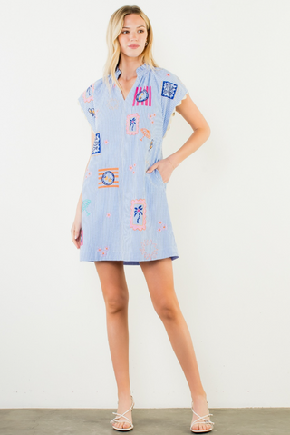 Embroidered Gingham Dress