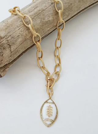 Etched Chain Necklace Football Charm
