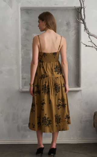 Embroidered Floral Sleeveless Midi Dress