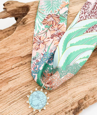 Gemstone Sun on Scarf Necklace