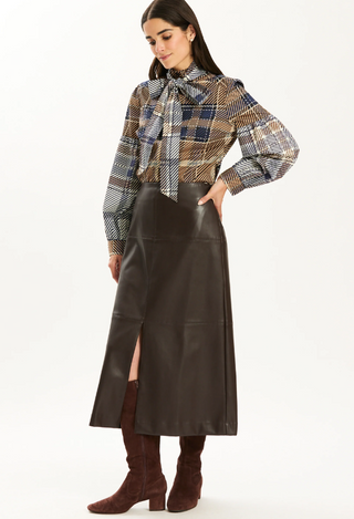 Georgia Plaid Tie Blouse