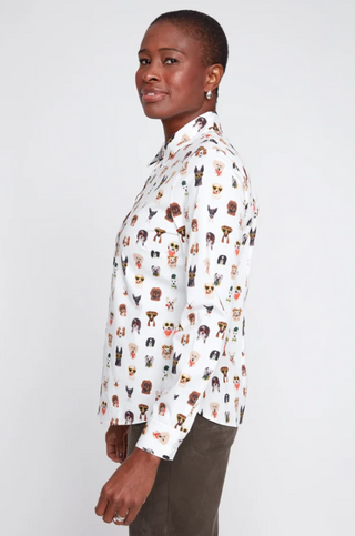 Dog Print Poplin Button-Down