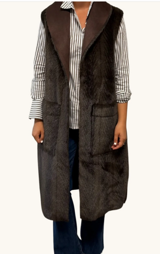 Sleeveless Faux Fur Coat