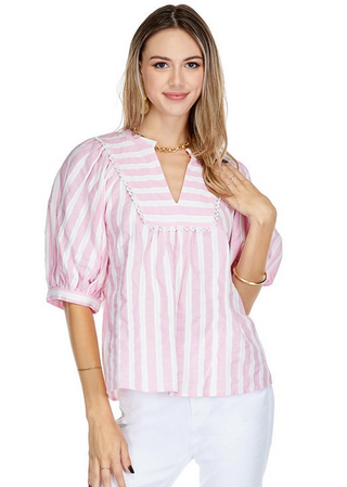 Striped Yoke Trim Top