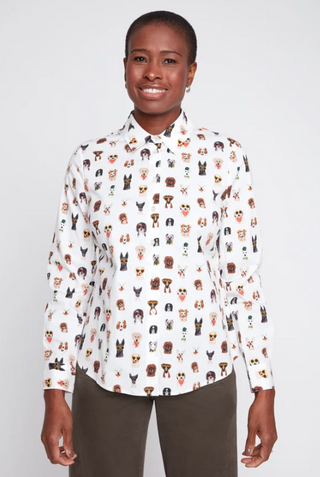 Dog Print Poplin Button-Down
