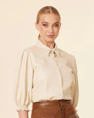 Vegan Leather Short Sleeve Top