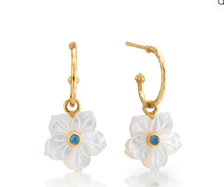 Mermaid Garden Hoop Earrings with Flower Charm