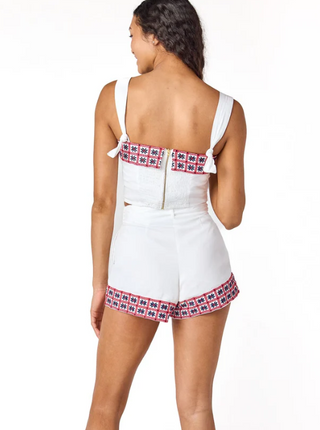 Stella Pleated Shorts Floral Trim
