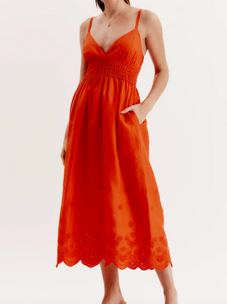 Maria Eyelet Linen Dress