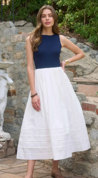 Sleeveless Mixed Media Midi Dress