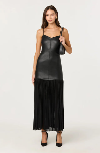 ASTR the Label | Lezith Faux Leather Maxi Dress in Black