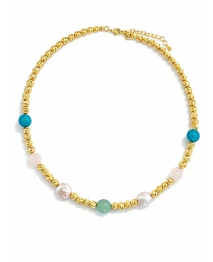 Beam Multi Stone Necklace - Gold