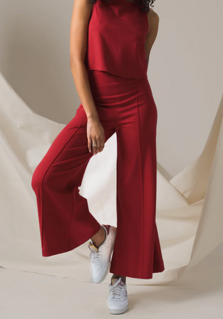 Ponte Knit Wide Leg Pant Cropped