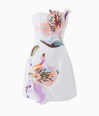 Strapless Beaded Floral Dress