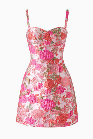 Floral Jacquard Strapless Dress