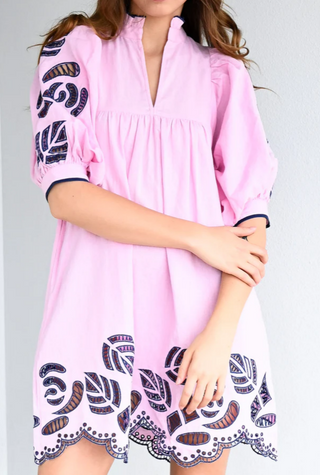 High Neck Embroidery Dress