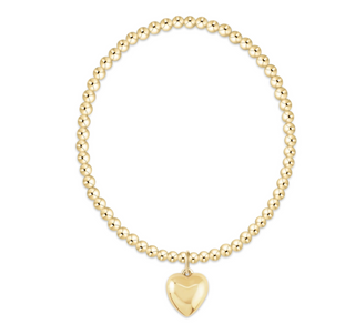 Classic Gold 3mm Bracelet - Love Plush Gold Charm