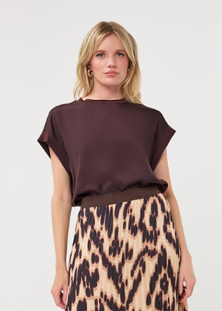 Satin Roll Sleeve T-Shirt